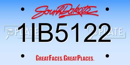 1IB5122 South Dakota License Plate
