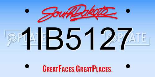 1IB5127 South Dakota License Plate