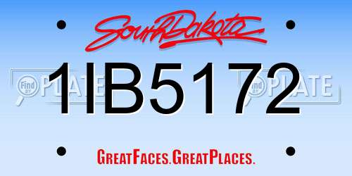 1IB5172 South Dakota License Plate