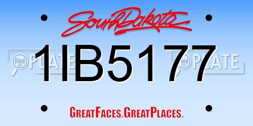 1IB5177 South Dakota License Plate
