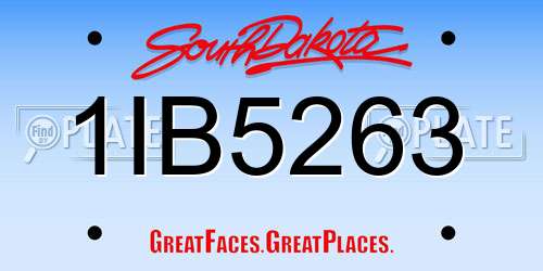 1IB5263 South Dakota License Plate