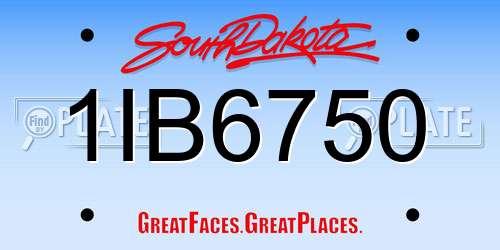 1IB6750 South Dakota License Plate