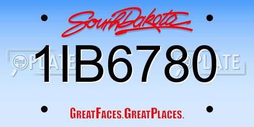 1IB6780 South Dakota License Plate
