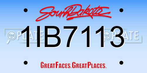 1IB7113 South Dakota License Plate