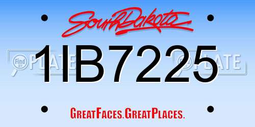 1IB7225 South Dakota License Plate