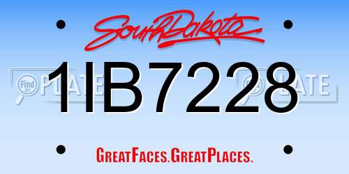 1IB7228 South Dakota License Plate