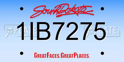 1IB7275 South Dakota License Plate