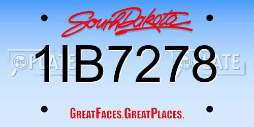 1IB7278 South Dakota License Plate