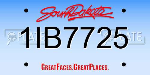 1IB7725 South Dakota License Plate