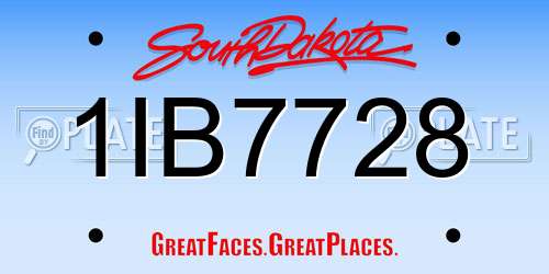 1IB7728 South Dakota License Plate