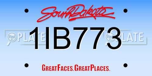 1IB773 South Dakota License Plate