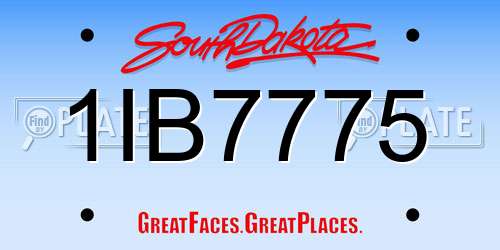 1IB7775 South Dakota License Plate
