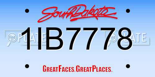 1IB7778 South Dakota License Plate