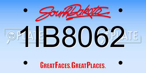 1IB8062 South Dakota License Plate