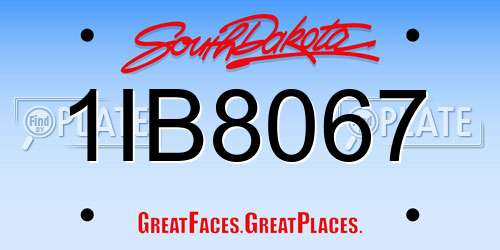1IB8067 South Dakota License Plate