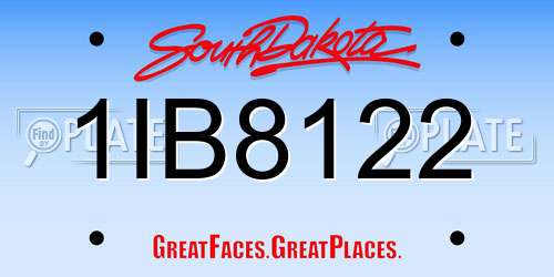 1IB8122 South Dakota License Plate