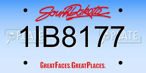 1IB8177 South Dakota License Plate