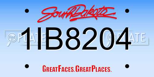 1IB8204 South Dakota License Plate
