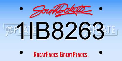 1IB8263 South Dakota License Plate