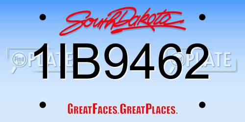 1IB9462 South Dakota License Plate