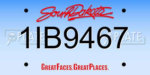 1IB9467 South Dakota License Plate