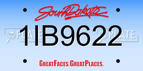 1IB9622 South Dakota License Plate