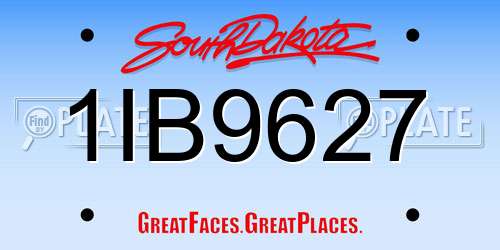 1IB9627 South Dakota License Plate