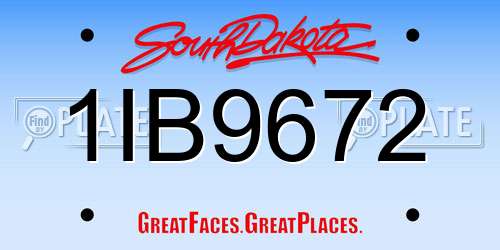 1IB9672 South Dakota License Plate