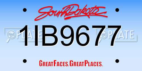 1IB9677 South Dakota License Plate