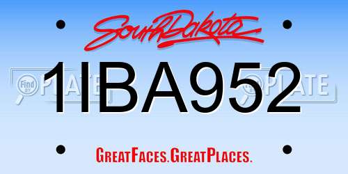 1IBA952 South Dakota License Plate