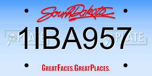 1IBA957 South Dakota License Plate