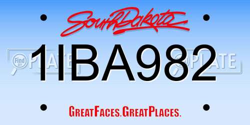 1IBA982 South Dakota License Plate