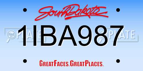 1IBA987 South Dakota License Plate