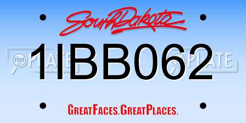 1IBB062 South Dakota License Plate