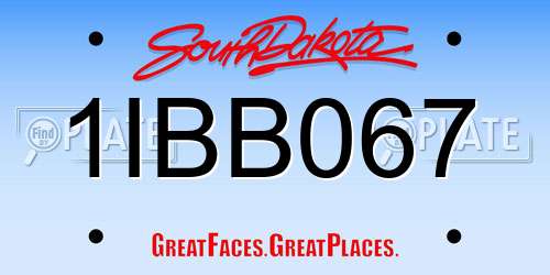 1IBB067 South Dakota License Plate