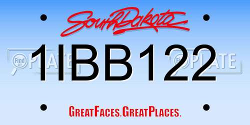 1IBB122 South Dakota License Plate