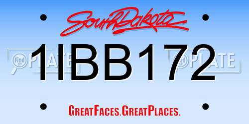 1IBB172 South Dakota License Plate