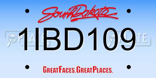 1IBD109 South Dakota License Plate
