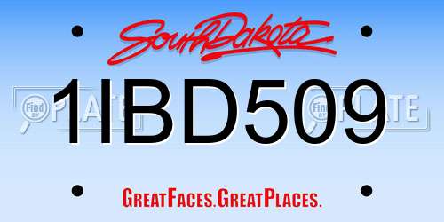 1IBD509 South Dakota License Plate