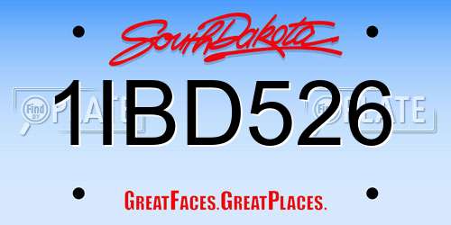1IBD526 South Dakota License Plate
