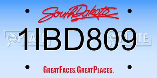 1IBD809 South Dakota License Plate