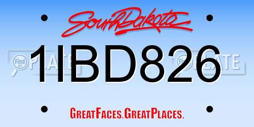 1IBD826 South Dakota License Plate