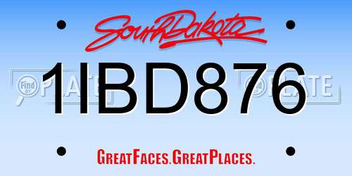 1IBD876 South Dakota License Plate