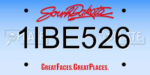 1IBE526 South Dakota License Plate