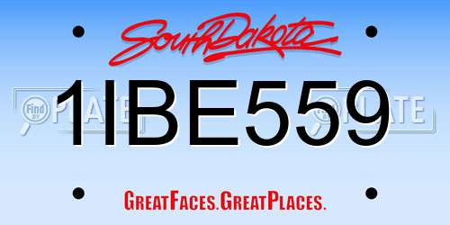 1IBE559 South Dakota License Plate