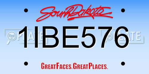 1IBE576 South Dakota License Plate