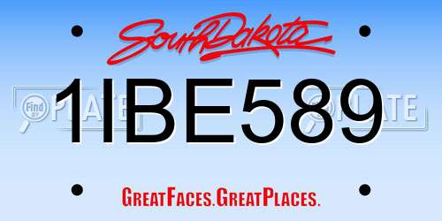 1IBE589 South Dakota License Plate