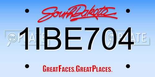 1IBE704 South Dakota License Plate