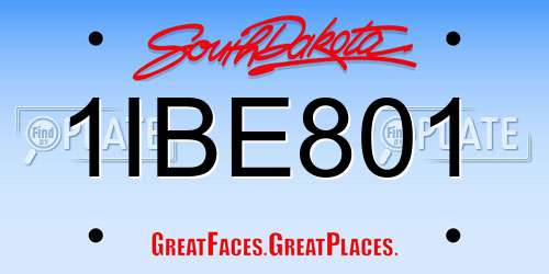 1IBE801 South Dakota License Plate