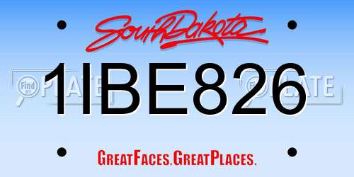 1IBE826 South Dakota License Plate